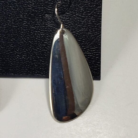 Polished Silver-tone Teardrop Fishhook Earrings - Picture 3 of 6